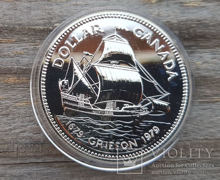 Канада 1 доллар 1979 г. Серебро. 100 лет со дня первого плавания корабля «Гриффон»
