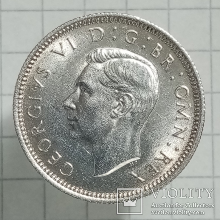 Великобритания 6 пенсов 1945г серебро, фото №3