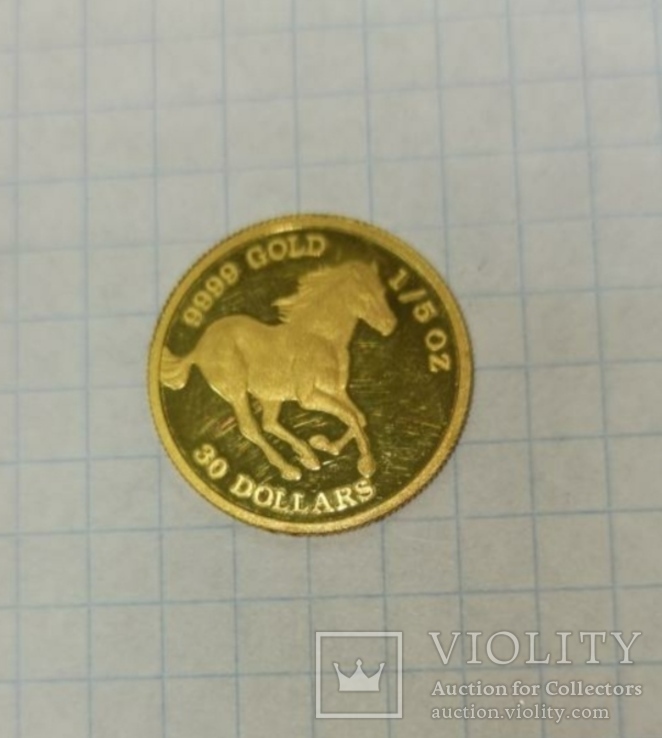 Золотая монета 30 долларов 2006 года.Лошадь, фото №6