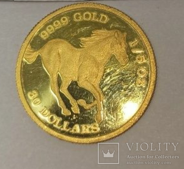 Золотая монета 30 долларов 2006 года.Лошадь, фото №7