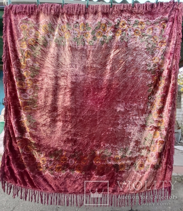 Plush tablecloth with fringe old USSR 130 * 130 cm, photo number 3