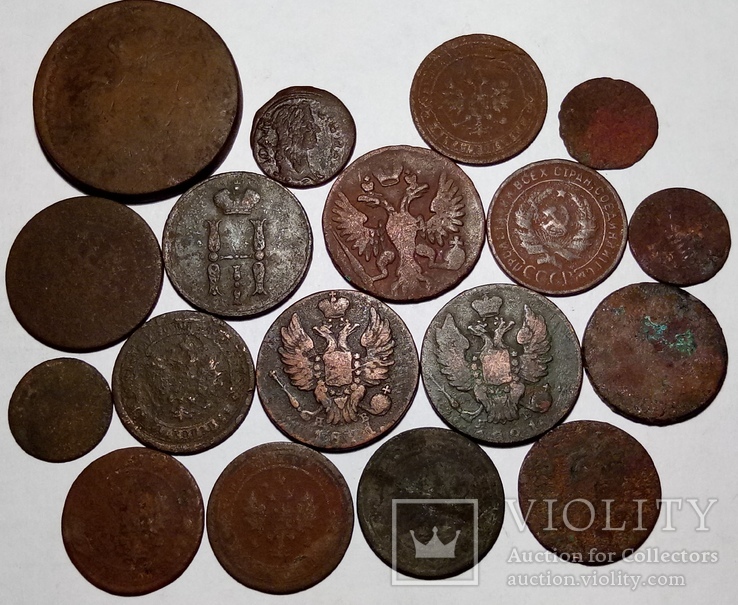 Медные монеты 18 шт., фото №3