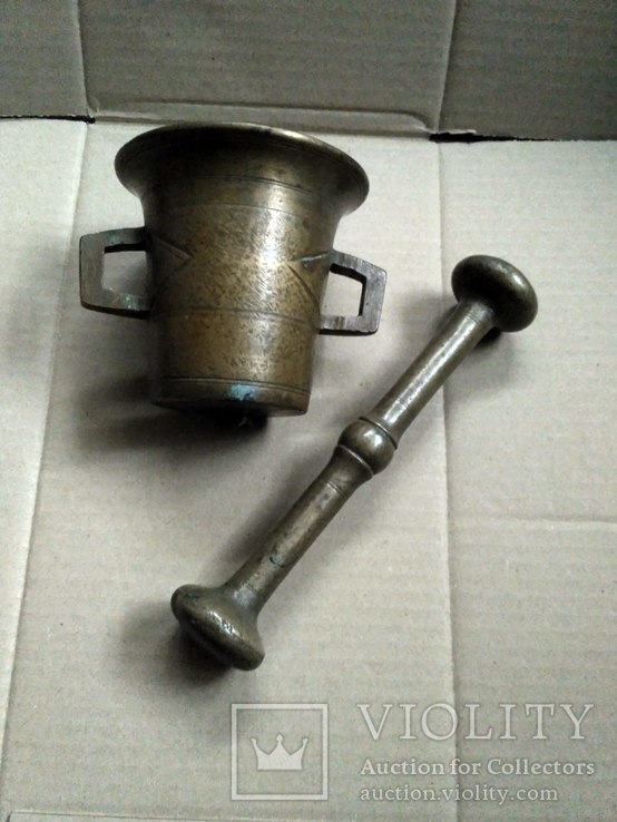 Antique bronze mortar with pestle, photo number 6