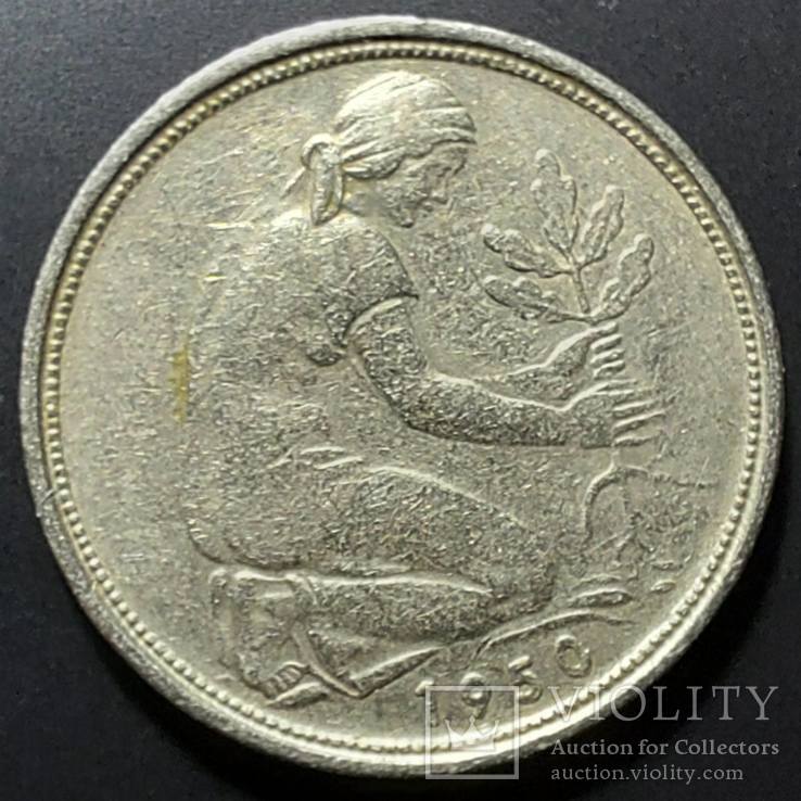 ФРГ. 50 пфеннигов 1950г. G (монетный двор Карлсруэ), фото №3