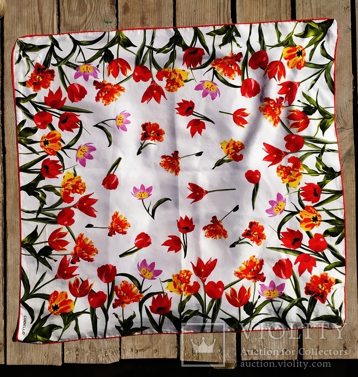 Шелковый платок Codello от итальянского дизайнера Риналдо Коделло " Тюльпаны", фото №4