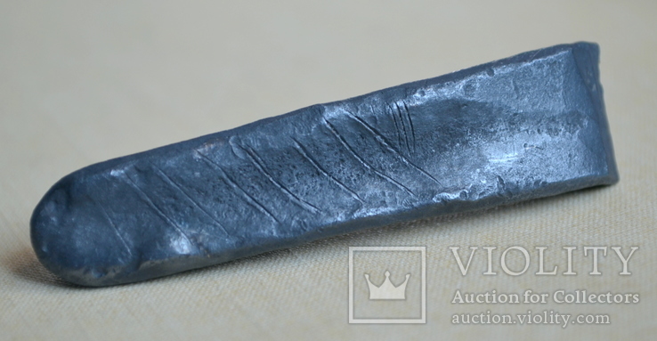 Часть платёжного серебрянного слитка ( гривна новгородского типа ) вес 94,6 г., фото №11