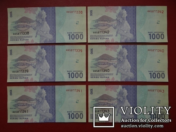  Индонезия - 5 шт x 1000 Rupiah 2016 / 2017, фото №3