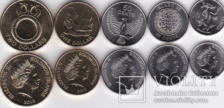 Solomon I Соломоновы о Соломоны - набор 5 монет 10 20 50 Cents + 1 2 Dollars 2012 UNC