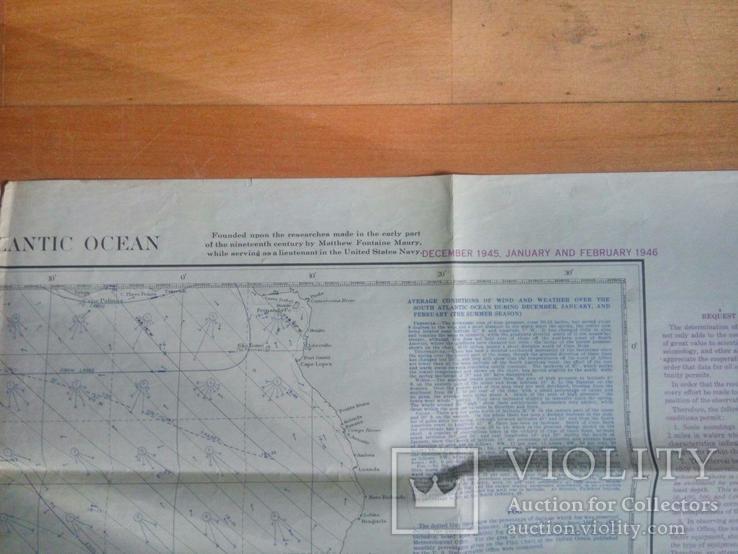 Навигационная карта погоды юга Атлантического океана 2600, 1945 г., фото №3