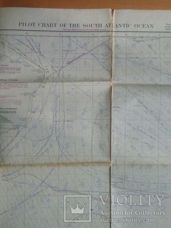 Навигационная карта погоды юга Атлантического океана 2600, 1945 г., фото №6