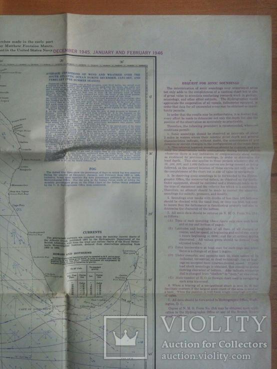 Навигационная карта погоды юга Атлантического океана 2600, 1945 г., фото №8