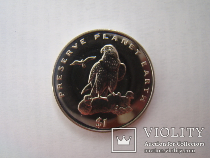 Монета 1 долар, Ерітрея, серія "Preserve planet Earth"; (сокіл), фото №2