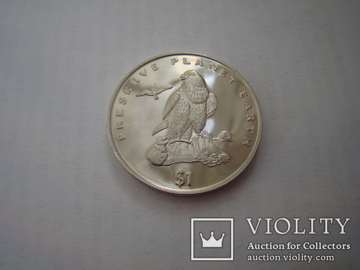 Монета 1 долар, Ерітрея, серія "Preserve planet Earth"; (сокіл), фото №3