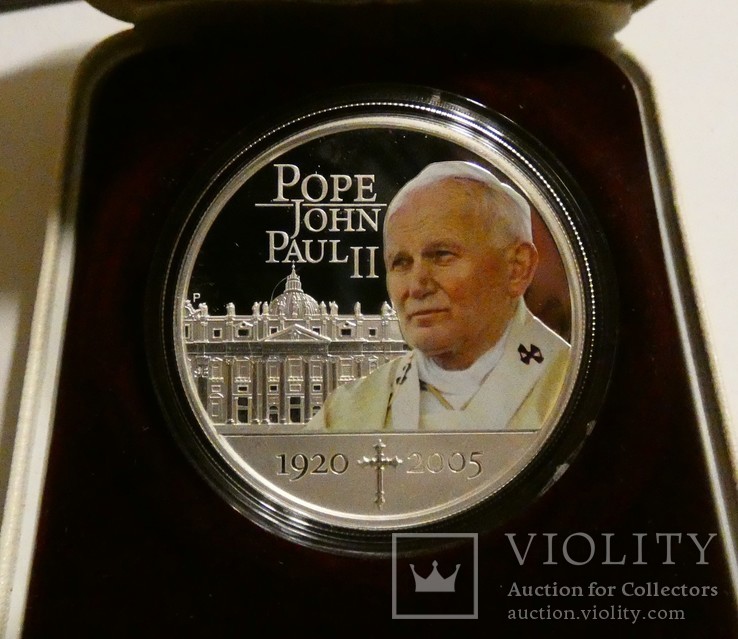 Папа Иоанн Павел II - серебро 999, унция, 1 доллар - ПОЛНЫЙ КОМПЛЕКТ, фото №4
