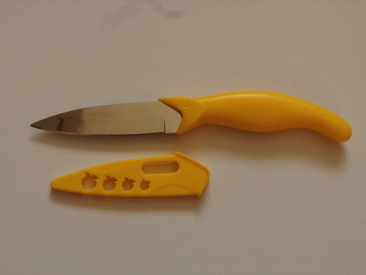 Туристический ножик,Нож рыбацкий W-188 желтый в пластиковом чехле 19.5см