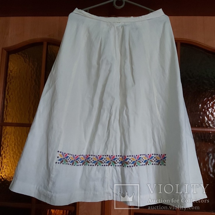 Льняная старинная юбка с вышивкой ручной работы.Полтавщина,прошлый век., фото №2
