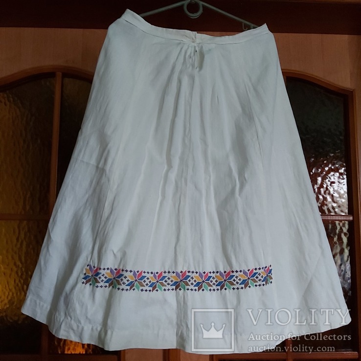 Льняная старинная юбка с вышивкой ручной работы.Полтавщина,прошлый век., фото №3