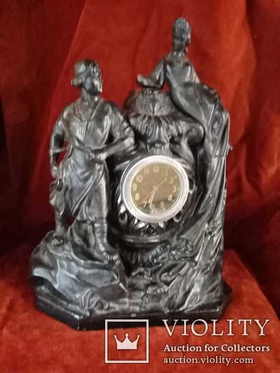 Каминные часы "Хозяйка медной горы", литье,силумин,танковые часы СССР, фото №2