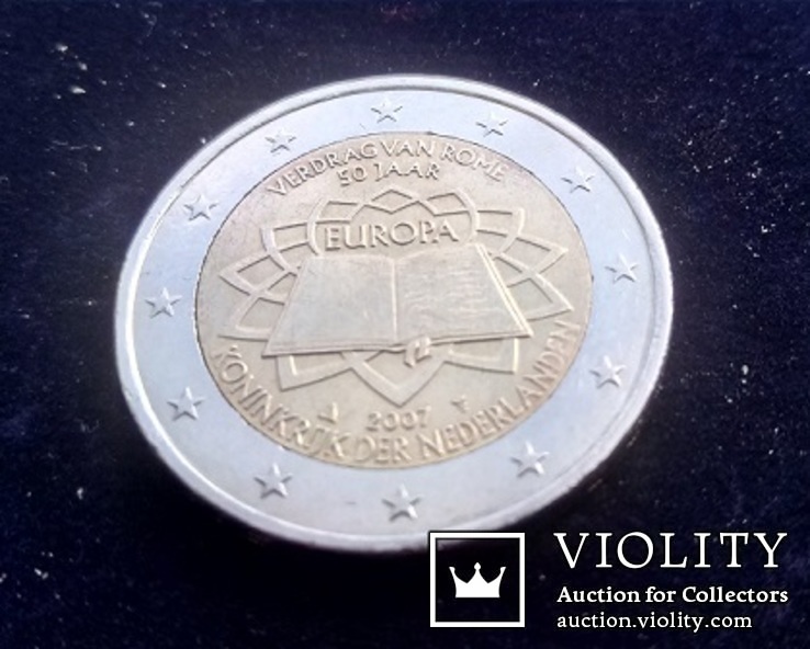2 евро, Нидерланды, 50 лет подписания Римского договора, 2007 г., фото №2