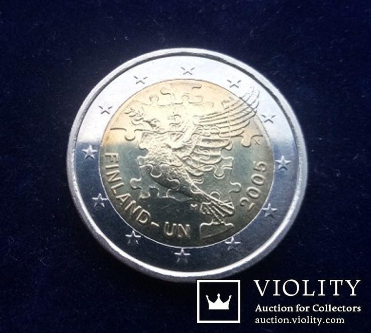 2 евро, Финляндия, Финляндия-ООН, 2005 г., UNC, фото №2