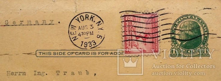 Почтовая карточка: США-Германия, 1933 год. В пластиковой обложке., фото №8