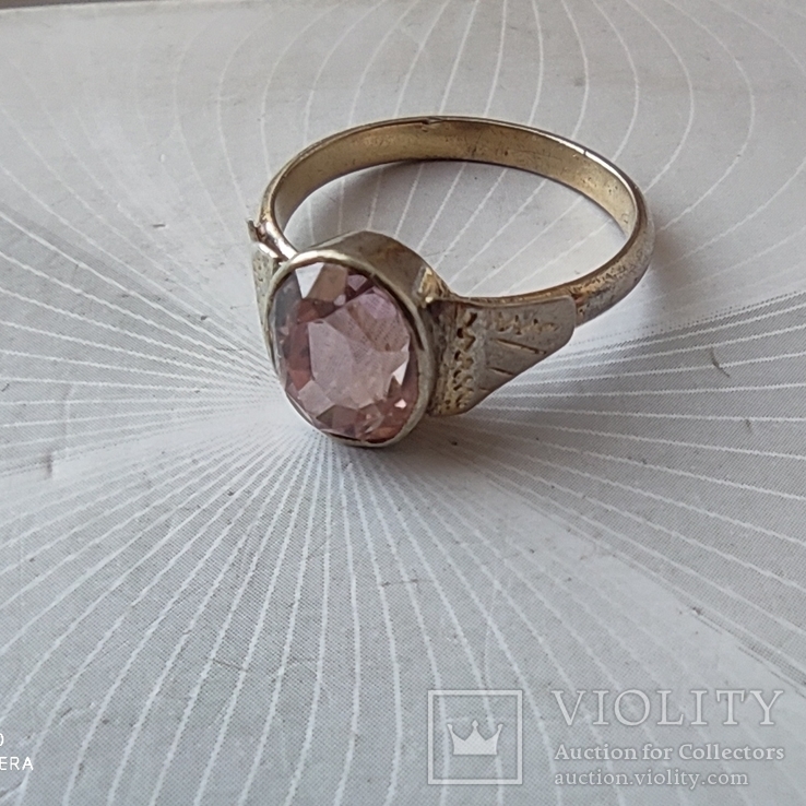 Кольцо 875пр (звезда) с розовым камушком. позолота