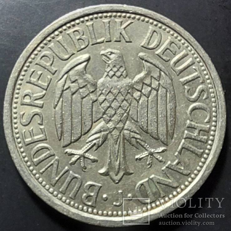 ФРГ. 1 марка 1951г. J (монетный двор Гамбурга). Редкий тип. Отличное состояние!, фото №2