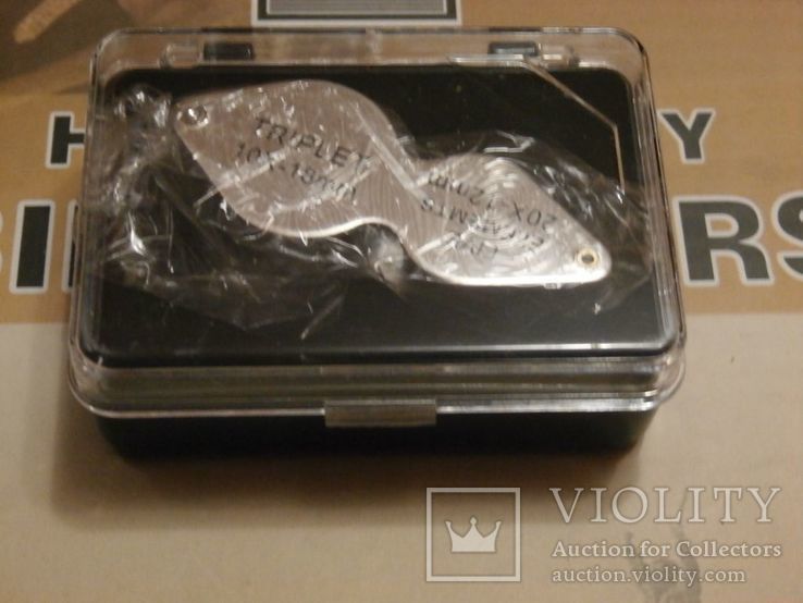 Двойная складная карманная лупа TRIPLET для монет увеличение 10х-18mm 20х-12mm, фото №4