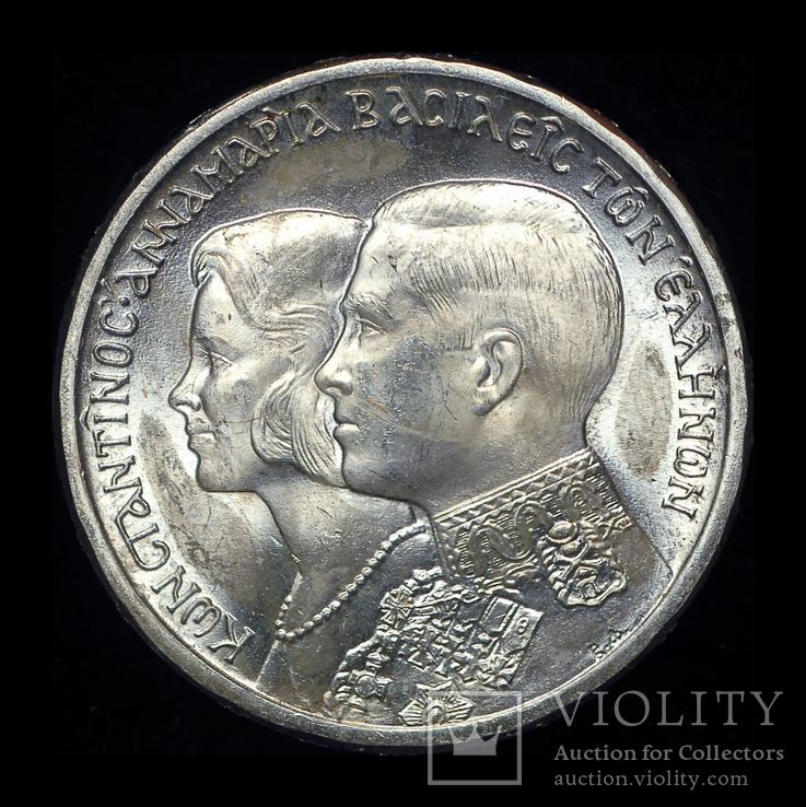 Греция 30 драхм 1964 Unc серебро