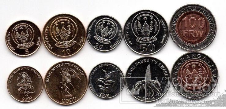 Руанда Руанда - набір з 5 монет 5 10 20 50 100 франків 2007 - 2011