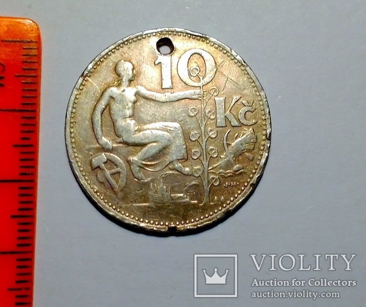 10 крон 1932 Чехословакия, серебро, фото №2