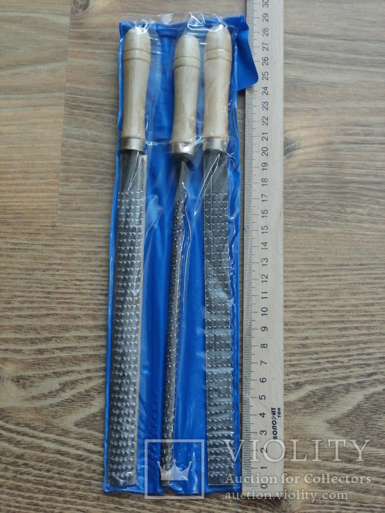Набор Напильник Рашпиль с деревяной ручкой 200 мм 3шт, фото №2