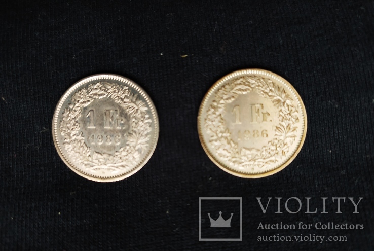 Монеты Швейцари, 1+1+1 франк 1986,1986,1968 гг., фото №5
