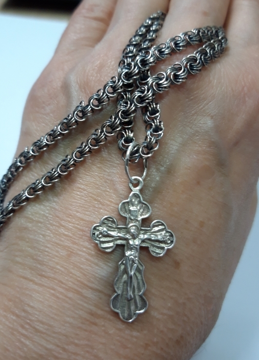 Серебрянная цепочка с крестом, фото №2