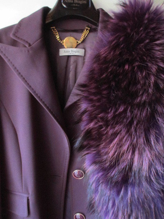 Пальто Italy Anna BIAGINI p.S. воротник Лиса фиолетового цвета воротник., фото №3