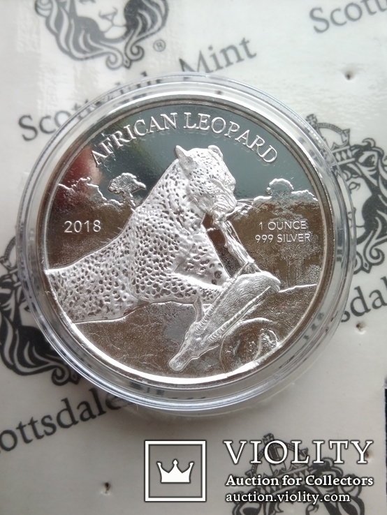 Леопард Ганны 2018 1oz Серебро 999 Гана 5 седис  тираж 8500шт, фото №5