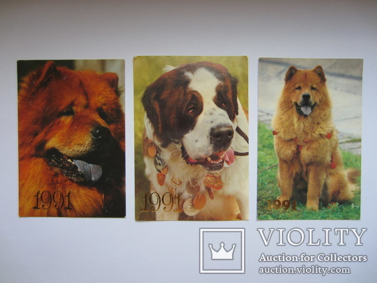 Календарики животные собака, 1991-1993 гг., 11 шт., фото №5