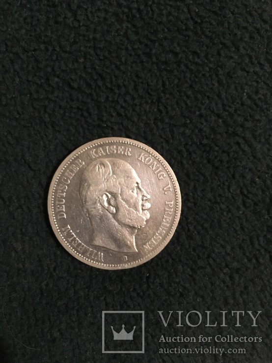 1875г. Германия, Пруссия, Император Вильгельм, Монета 5 марок, фото №2