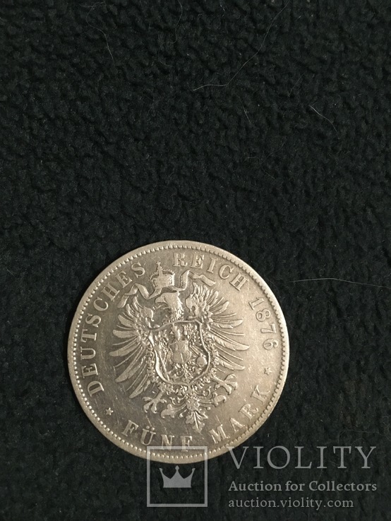 Бавария 5 марок 1876 г Король Людвиг II (1864 - 1886), фото №2