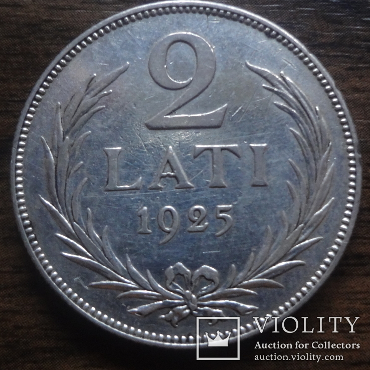 2 лата 1925  Латвия  серебро     (Лот.1.12)~, фото №3