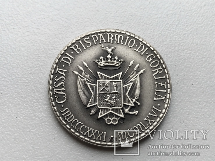 Памятная медаль сберегательному банку Гориции. серебро 800, фото №4