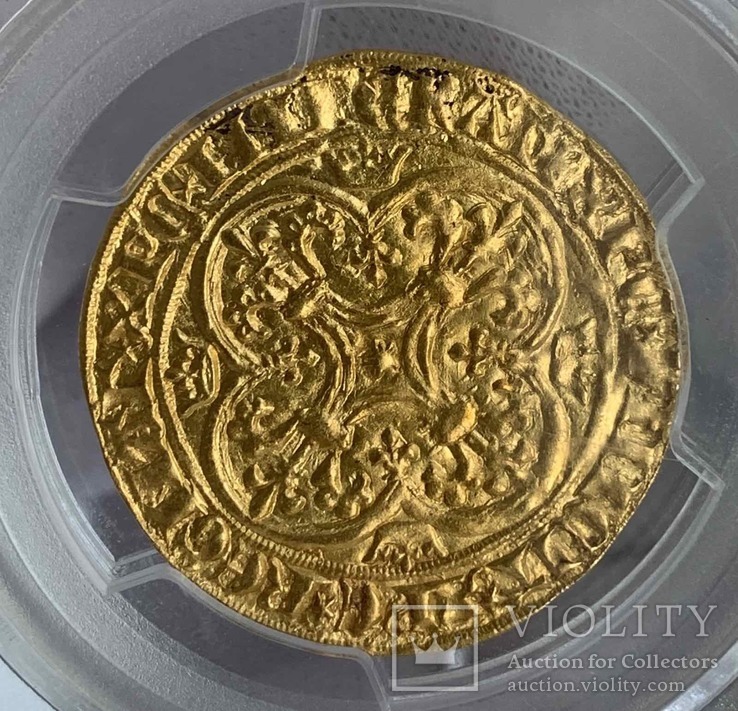 Экюдор 1380 -1422гг. Франция PCGS AU58, фото №4