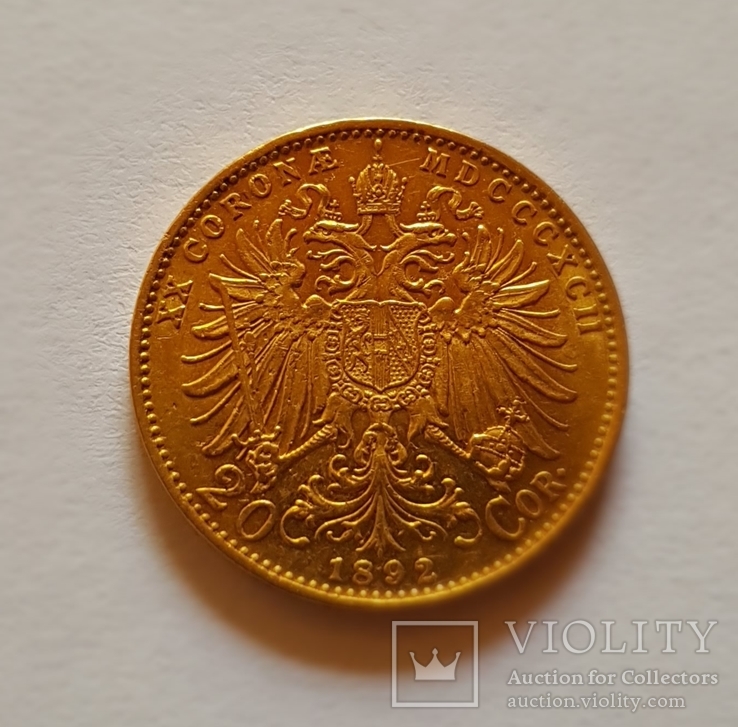 20 корон 1892р., Австрія, 6,77 гр. золота 900`, numer zdjęcia 4