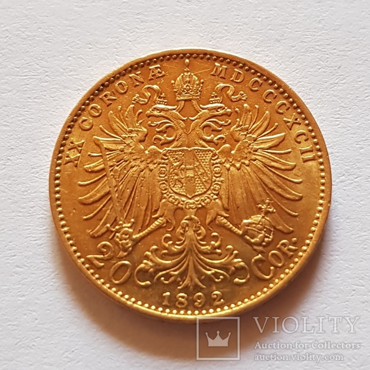 20 корон 1892р., Австрія, 6,77 гр. золота 900`, numer zdjęcia 6