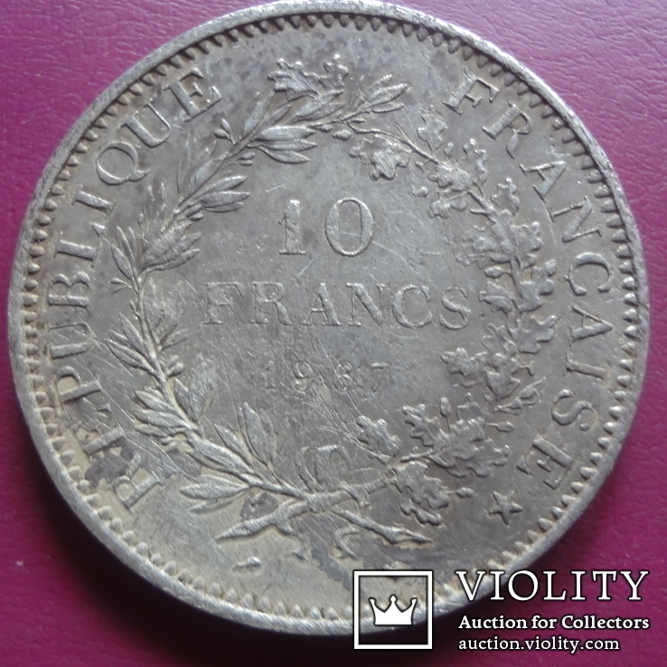 10  франков  1967  Франция  серебро   (S.1.7)~, фото №3