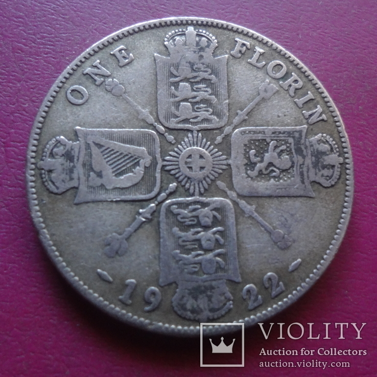 1 флорин 1922  Великобритания серебро  (S.2.14)~, фото №2