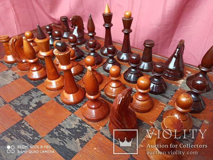 Шахматы деревянные со столиком ручной работы.Авторские. Редкие., фото №2