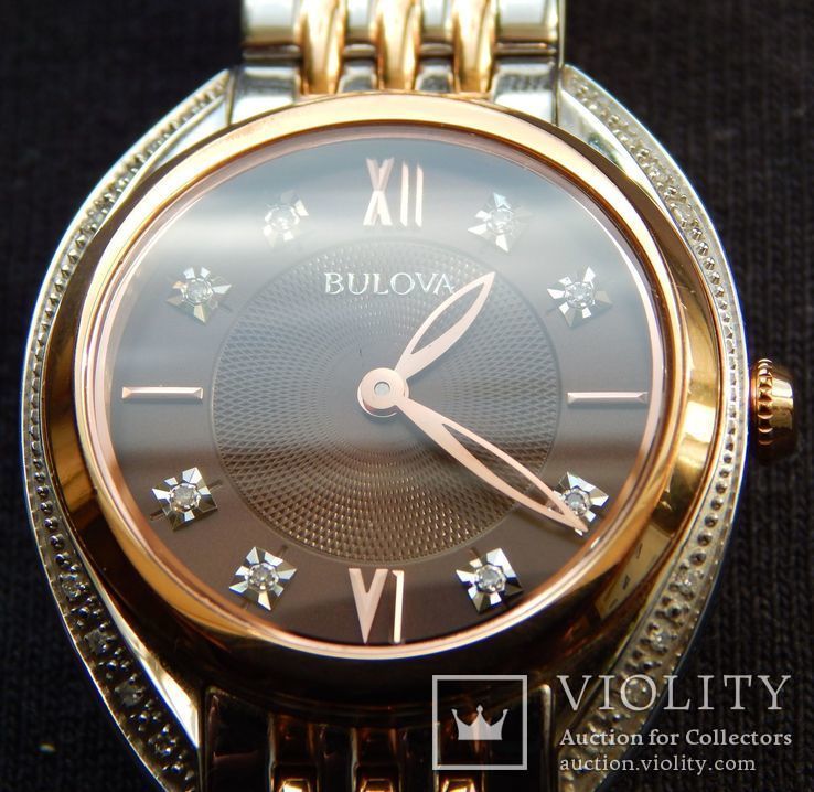Часы женские Bulova, сапфир, 24 бриллианта, США, фото №2