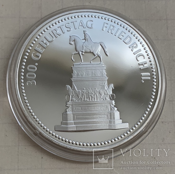 Монета-медаль памятник Фридриху Великому, Германия 2012 год, серебро, вес 9 грамм PROOF.