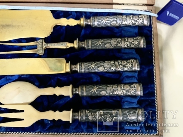 Стерлиновое  серебро, сервировочный набор из 4 предметов, фото №5